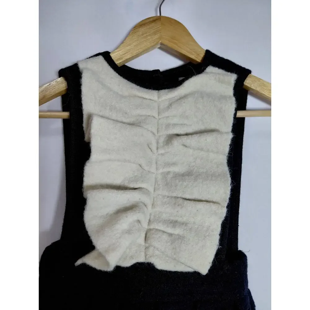 Hilda Henri Wool Dress Black White Colorblock Sleeveless Knee Length Size 10